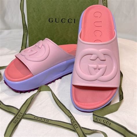 gucci miami embossed platform slides.